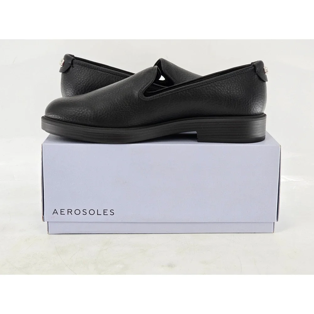 Aerosoles Poisy Fx Tumble Loafers Women 11 Black Slip On Leather Shoes - New